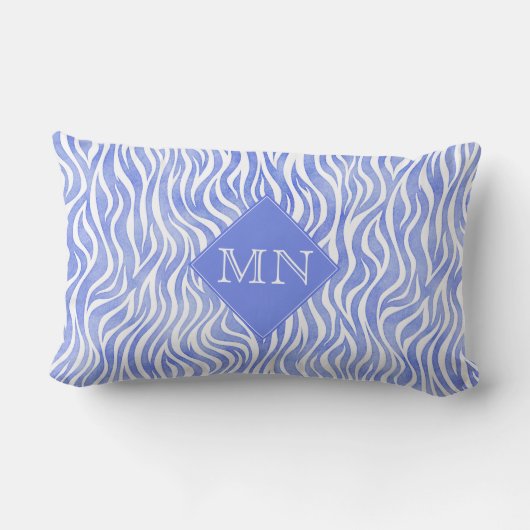デニムブルー水彩縞模様 |モノグラム ランバークッション (裏面)