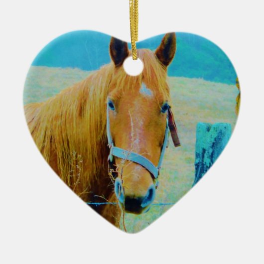 デニムブルー色馬 セラミックオーナメント (正面)