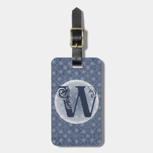 デニムブルー装飾モノグラム「W」ラゲッジタグ ラゲッジタグ (正面縦)
