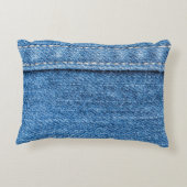 デニムブルー:ジーンズクラシックのテクスチャ。 アクセントクッション (裏面)