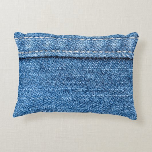 デニムブルー:ジーンズクラシックのテクスチャ。 アクセントクッション (裏面)