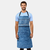 デニムブルー：ジーンズクラシックのテクスチャ。 エプロン (着用した状態)
