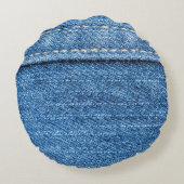 デニムブルー：ジーンズクラシックのテクスチャ。 ラウンドクッション (裏面)