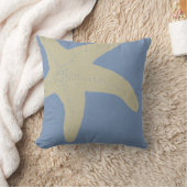 デニムブルー&ベージュスターフィッシュソファ枕 クッション (ブランケット)