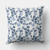デニムブルー&ホワイトフローラ装飾用クッション クッション (裏面)
