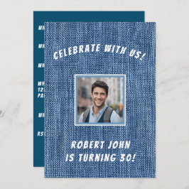 デニムプリント30thゴールデン誕生日 招待状