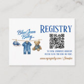 デニムベアーブルージーンベビーシャワー登録 エンクロージャーカード (正面)