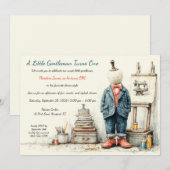 デニムベイビー1歳誕生日 & 香水スケッチ 招待状 (正面/裏面)