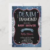 デニムベビーシャワーダイヤモンド招待状 招待状 (正面)