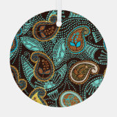 デニムペイズリー：シームレスジーンズのテクスチャパターン ガラスオーナメント (裏面)