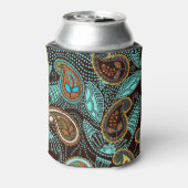 デニムペイズリー：シームレスジーンズのテクスチャパターン 缶クーラー (缶裏面)