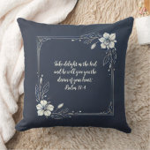 デニムホワイトフローラカスタマイズ可能な聖句 クッション (ブランケット)