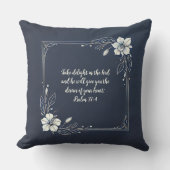 デニムホワイトフローラカスタマイズ可能な聖句 クッション (正面)