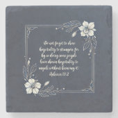 デニムホワイトフローラカスタマイズ可能な詩 ストーンコースター (正面)