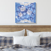 デニムポケットジーンズ、子猫とレース キャンバスプリント (インサイチュ (寝室))