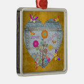 デニムポケットハート花蝶メタルオルナム メタルオーナメント (右)