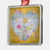 デニムポケットハート花蝶メタルオルナム メタルオーナメント (左)