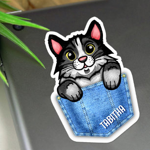デニムポケットフェイクにタキシード猫名前をカスタムする シール