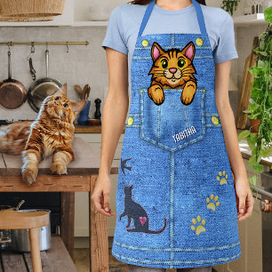 デニムポケフェイクットにオレンジ猫名前をカスタムする エプロン