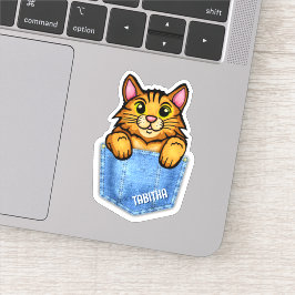 デニムポケフェイクットにオレンジ猫名前をカスタムする シール