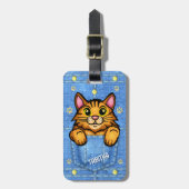 デニムポケフェイクットにオレンジ猫名前をカスタムする ラゲッジタグ (正面縦)