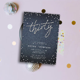 デニムモダンダイヤモンド書道30歳の誕生日 招待状