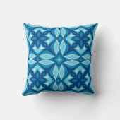 デニムモダンブルーの幾何学的タイルパターンシェード クッション (裏面)