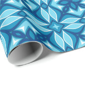 デニムモダンブルーの幾何学的タイルパターンシェード ラッピングペーパー (ロールコーナー)