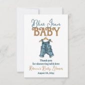 デニムモダンボーイブルージーンベイビーシャワー サンキューカード (正面)