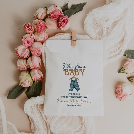 デニムモダンボーイブルージーンベイビーシャワー フェイバーバッグ