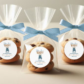 デニムモダンボーイブルージーンベイビーシャワー ラウンドシール