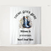 デニムレーステキサス州カントリー女性のカーボーイブーツのバーブリーシック タペストリー (正面)