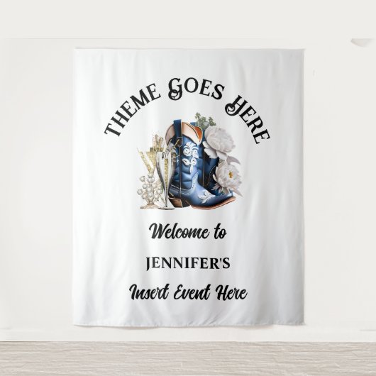 デニムレーステキサス州カントリー女性のカーボーイブーツのバーブリーシック タペストリー (正面)