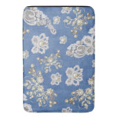 デニムレース – アイボリー – 真珠リピーター バスマット (正面縦)