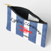 デニムロブスターパターンに関する「Simply Clawesome」ストライプ アクセサリーポーチ (見開き)