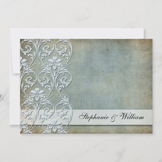 デニムヴィンテージフローラ旋回結婚式招待状 招待状 (裏面)