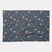 デニム地に刺繍の野の花 キッチンタオル (横)
