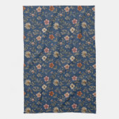 デニム地に刺繍の野の花 キッチンタオル (縦)
