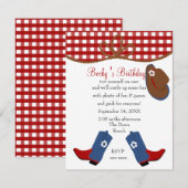 デニム女性のカーボーイ誕生日 招待状 (正面/裏面)