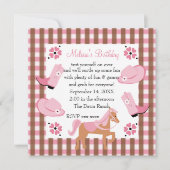 デニム女性のカーボーイ誕生日 招待状 (正面)