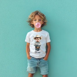 デニム姿の個性的なおこりんぼカウボーイ Tシャツ