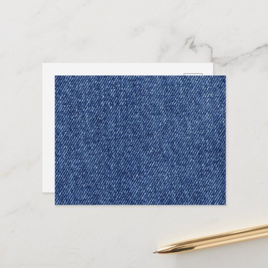 デニム生地、デニムテクスチャ、ブルーデニム、ジーンズ ポストカード (正面/裏面インサイチュ)
