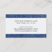 デニム生地、デニムテクスチャ、ブルーデニム、ジーンズ 名刺 (裏面)