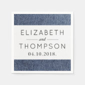 デニム生地、デニム生地、ブルーデニ結婚ム スタンダードカクテルナプキン (正面)