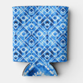 デニム絞り染めテクスチャモダン:エレガンス。 缶クーラー (正面)