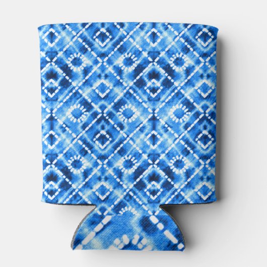 デニム絞り染めテクスチャモダン:エレガンス。 缶クーラー (裏面)