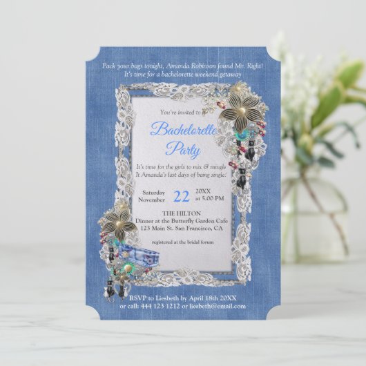 デニム織りフラワーレース及び衣装ジュエリー 招待状 (スタンド正面)