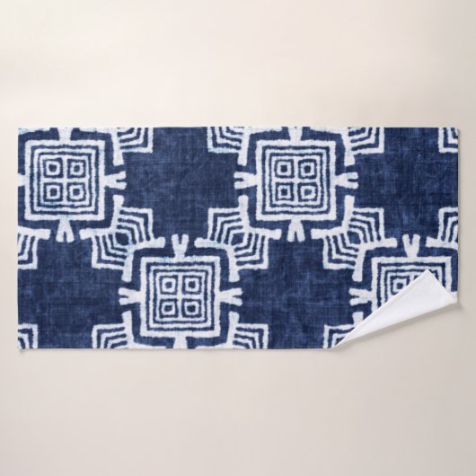 デニム色の部族のシームレスなパターン バスタオル (バスタオル)