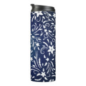 デニム開花：フローラルパターン背景 タンブラー (回転右)