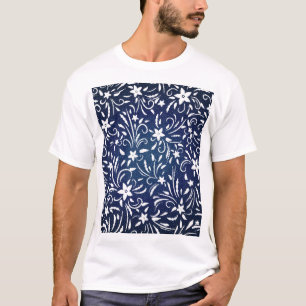 デニム開花:フローラルパターン背景 Tシャツ